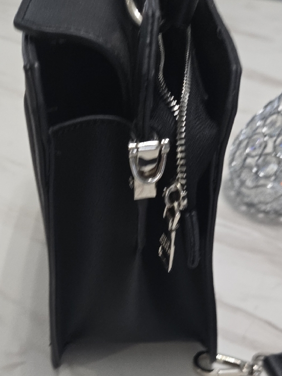 Steve Madden Black Embossed Logo Crossbody Bag with Detachable Strap - Picture 7 of 9